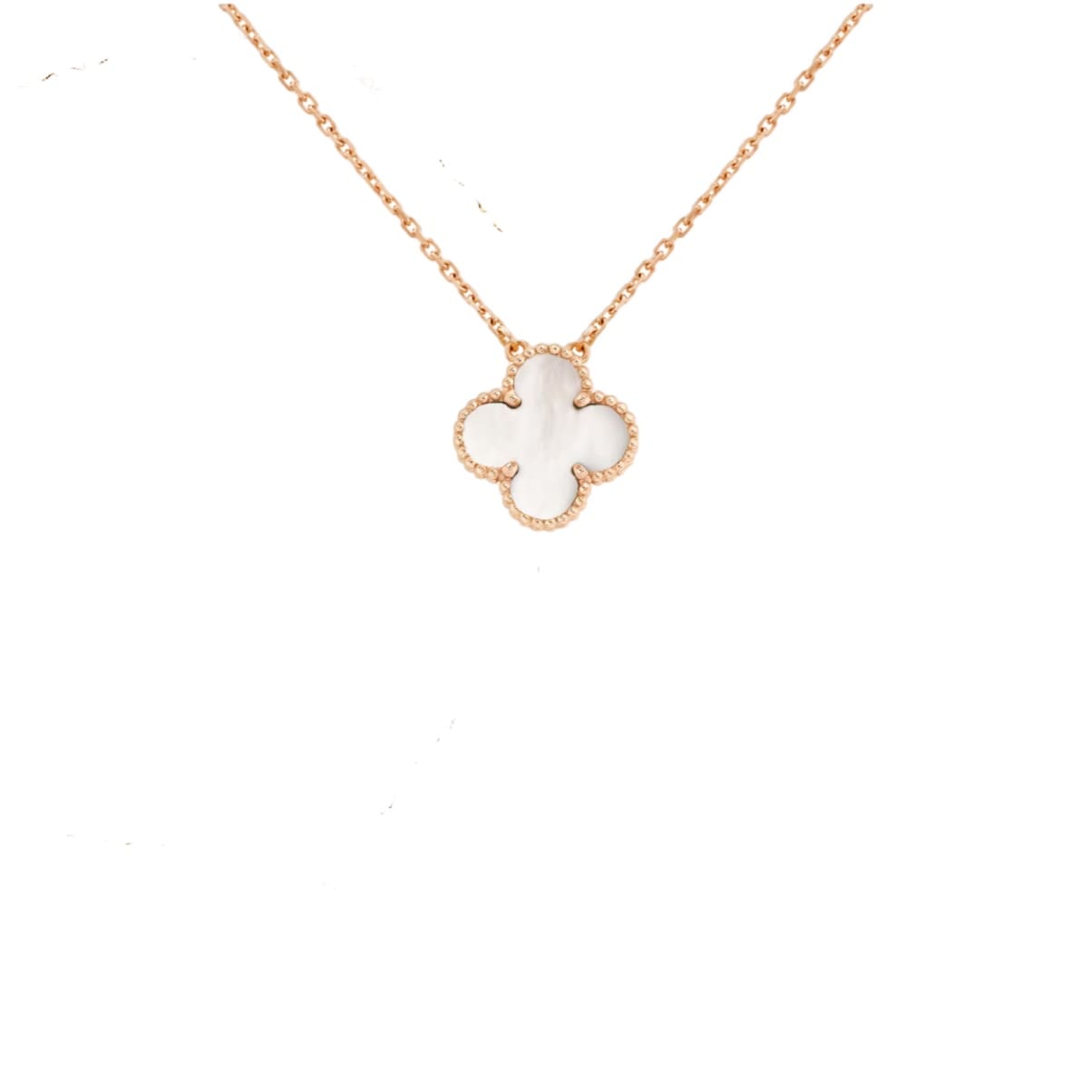 COLLAR TREBOL BLANCO-ROSE GOLD