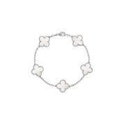 PULSERA TRÉBOL SILVER WHITE