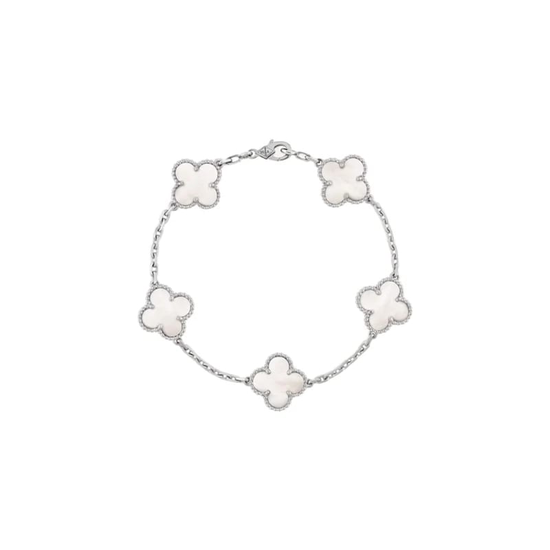 PULSERA TRÉBOL SILVER WHITE